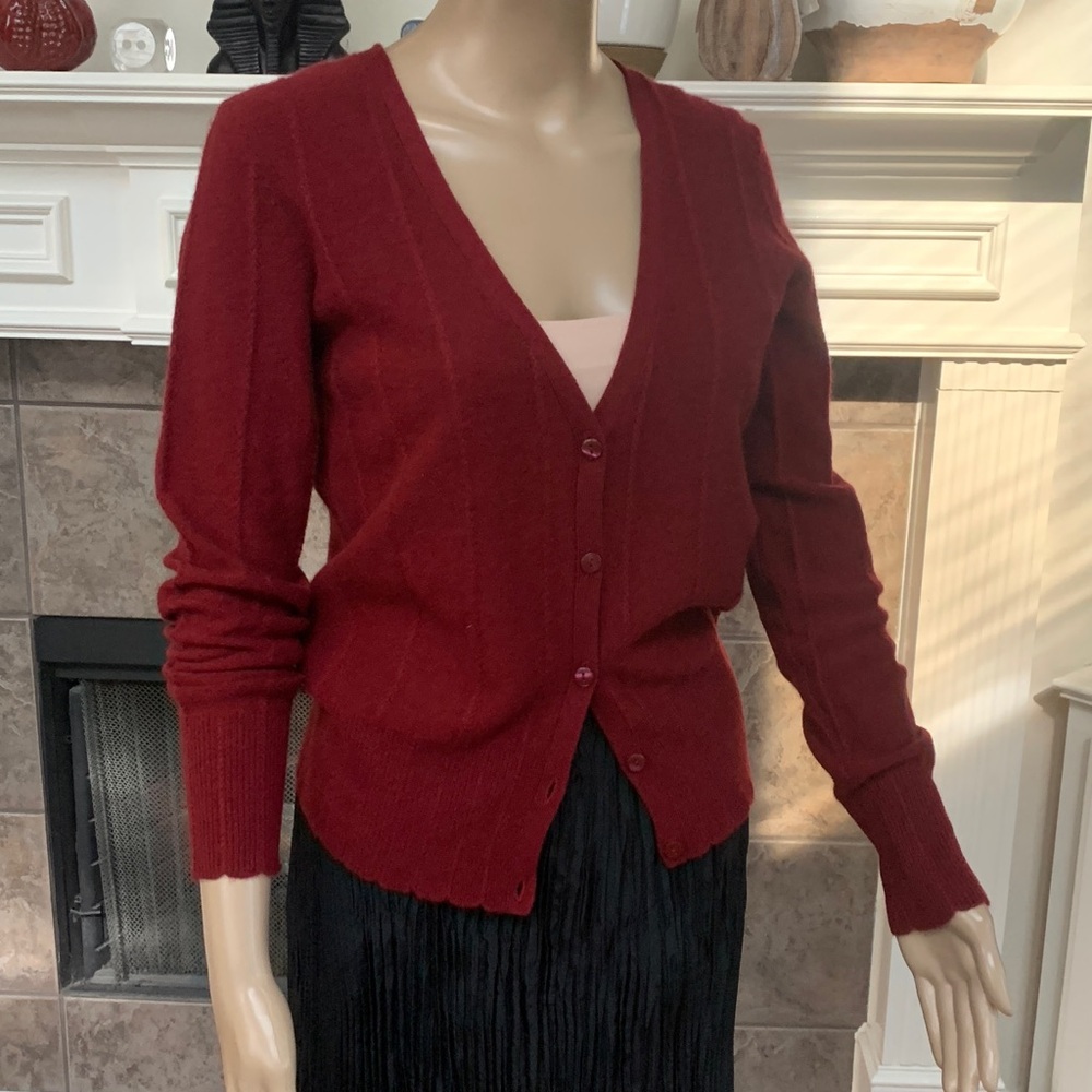 Alex Marie 100% Cashmere Cardigan Garnet Size S MSRP $99